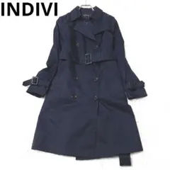インディヴィ　トレンチコート　アウター　ライナー付き　ネイビー　カジュアル
