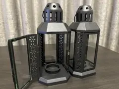 《2個セット》ティーライト用ランタン 室内/屋外用, ブラックのサムネイル