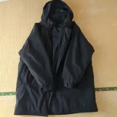 ユニクロ 防風パデッドコート ブラック フード付き