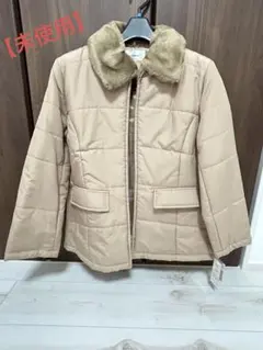 【値下げしました❗️】ベージュ ファー付きキルティングジャケット