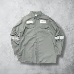【玉吉様専用】ワークシャツ長袖グレー肉厚リフレクター企業ワッペンユニフォームL