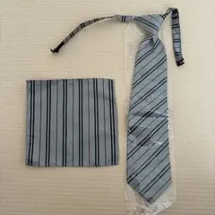 キッズ用グレー ストライプ ネクタイ セット