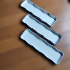 波形デザイン花柄陶磁器皿3枚セット