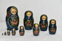 マトリョーシュカ　１0個セット 青色 花柄　さらに値下げしました。