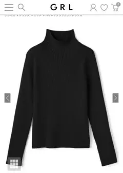 grlハイネックリブニットトップス黒