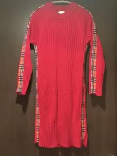 BURBERRY ・164cm/14Y ・赤 リブ編みワンピース