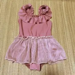 フリル付き　ワンピース水着　くすみピンク