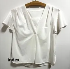 美品　indexとろみブラウスホワイト 半袖きれいめオフィスカジュアルのサムネイル