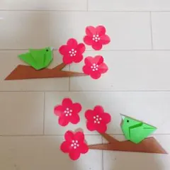 梅の花&ウグイスセット　折り紙　壁面飾り　ハンドメイド