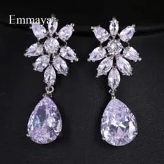 新品 キュービックジルコニア ダイヤ ピアス フラワー ティアドロップ cz