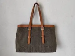 キャンバス×レザー トートバッグ ブラウン系