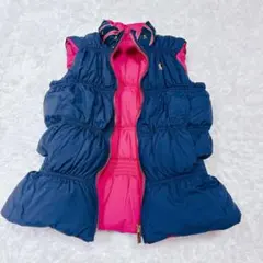 ラルフローレン ダウンベスト リバーシブル 2way ピンク ネイビー スカル