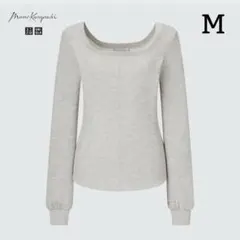 ユニクロ ヒートテックウールブレンドワッフルスクエアネックT（極暖・長袖）M