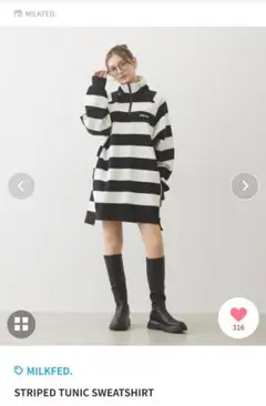 ミルクフェド MILKFED STRIPED TUNIC SWEATSHIRT