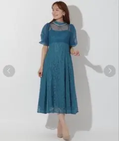 チュールブラウスレイヤーレースドレス