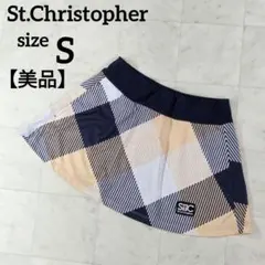 【美品】セントクリストファー パネルチェックゲーム スカート S バニラ