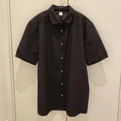 黒地に白ドット 半袖シャツ