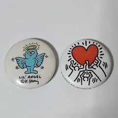 キースヘリング　Keith Haring　ミニ 缶バッジ　天使　ハート