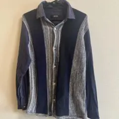COMME CA ISM ネイビーストライプ長袖シャツ　Sサイズ