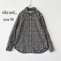 niko and... ニコアンド ギンガムチェック 長袖シャツ L　黒のサムネイル