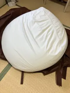 ビーズクッション ホワイト×ブラウンのサムネイル