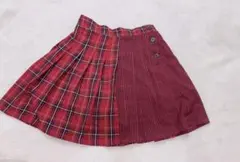 赤チェック　切り替え　プリーツスカート　ハニーズ　地雷　パンク