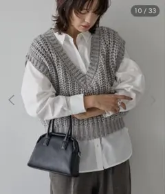 【新品未使用】アメリカンホリック　グレー Vネック ニットベスト