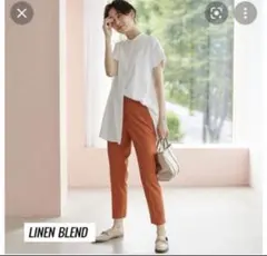 PLST リネンブレンドスティックパンツ　オレンジ　XSのサムネイル