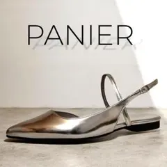 極美品 PANIER メタリック シルバー ストラップ ローヒール パンプスのサムネイル