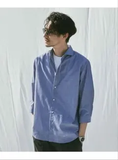 NANO UNIVERSE FLOW LINEN SORONA シャツ白 ７分袖