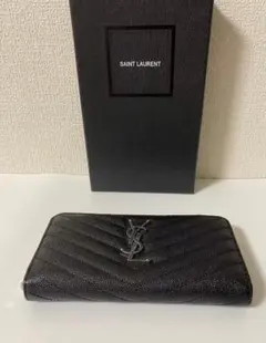 美品YSL サンローラン 長財布 ブラック 黒 ジップアラウンド