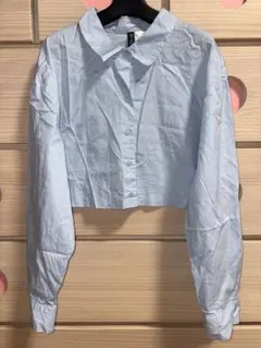 H＆M エイチアンドエム 水色 クロップドシャツ 長袖ブラウス