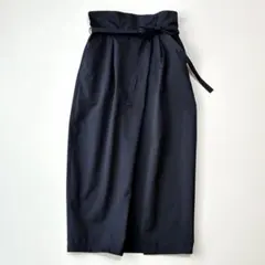 美品✨イエナ タックラップスカート リボンベルト ハイウエスト 日本製 40 紺のサムネイル