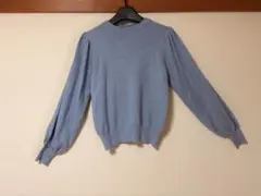 mysty woman ライトブルー パフスリーブニット