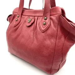 アナスイ トートバッグ ハンドバッグ ショルダー レザー シボ革 レッド A4可