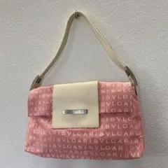 BVLGARI ショルダーバッグ　ワンショルダー　ロゴプレート　ピンク
