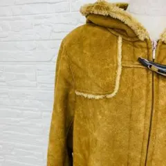 コムサイズム　ブラウン　フード付きフェイクムートンコート　M