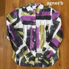 アニエスb agnes’bヴィンテージ　手描きプリント風　長袖シャツ　０サイズ