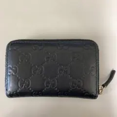GUCCI グッチ　グッチシマ　ブラックレザー カードケース　コインケース