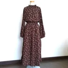 sugar spoon ロングワンピース/ブラウン花柄