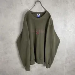 チャンピオン　90s スウェット　ロゴ刺繍　裏地生地　カーキ　グリーン系