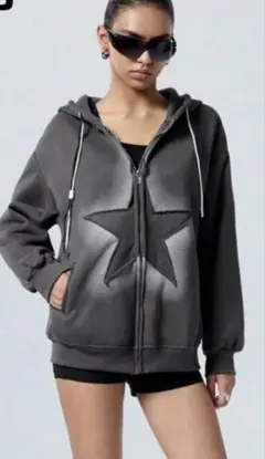 パーカー 星柄 レディース フルジップ