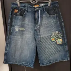 Akademiks デニム ショートパンツ 36インチ ハイビスカス 爽やかのサムネイル