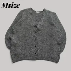 ウール100％ ニットカーディガン ショート丈 ミックス編み リブ袖 昭和レトロ