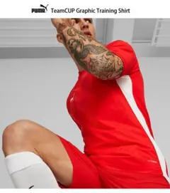 ”XXL” 新品タグ付き プーマ TEAMCUP SSシャツ オシャレな柄入りのサムネイル