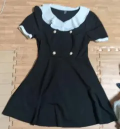 SHEIN 黒 襟付き 半袖ワンピース L