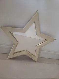 星型 木製 壁掛け鏡 ミラー