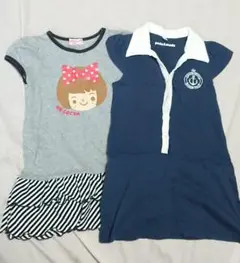 ワンピース ２枚セット グレー 紺 ミキハウス