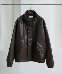 オーバーサイズ裏キルティングトラックブルゾン　ダークブラウン