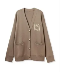 Mila Owenアップリケデザイン金釦Vネック ニットカーディガン 手洗い可能